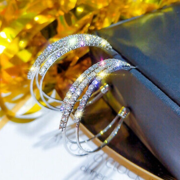 NEW 925 Sterling Silver Hoop Earrings - Picture 3 of 4